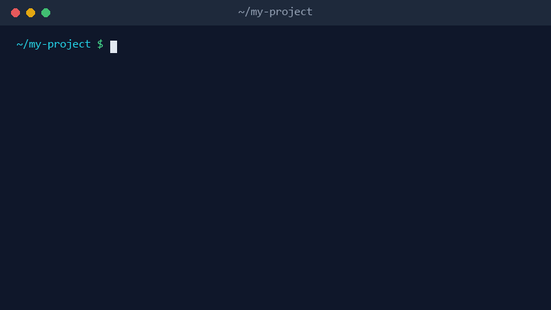 Animated terminal running git init, git status, git add, git commit, git remote add and git push
